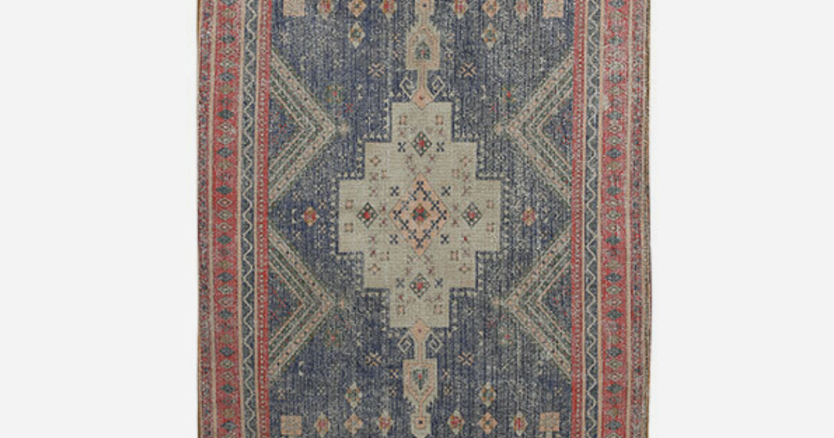 Geprint blauwrood tapijt met antisliplaag (150X240cm) | Geprint blauwrood tapijt antisliplaag… | L'AmuZette