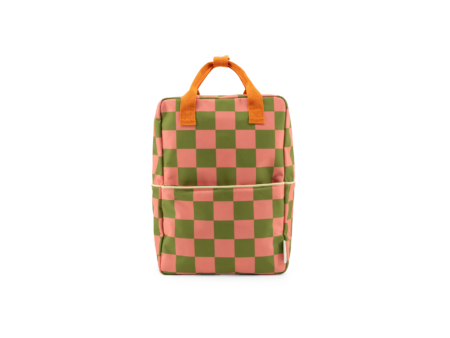1802107 Sticky Lemon backpack large farmhouse checkerboard sprout green flower pink front product shot 01