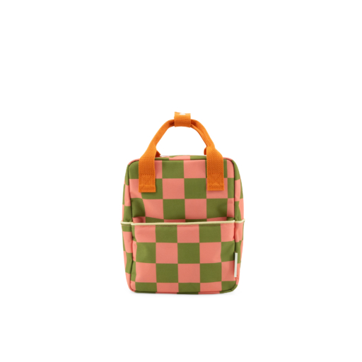 1802104 Sticky Lemon backpack small farmhouse checkerboard sprout green flower pink front product shot 01