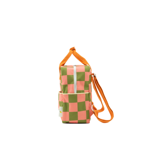1802104 Sticky Lemon backpack small farmhouse checkerboard sprout green flower pink side product shot 02