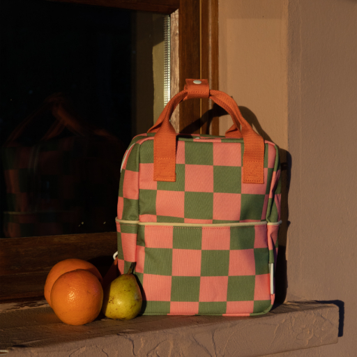 1802104 Sticky Lemon backpack small farmhouse checkerboard sprout green flower pink style shot 01