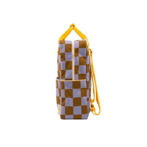 1802109 Sticky Lemon backpack large farmhouse checkerboard blooming purple soil green side product shot 02